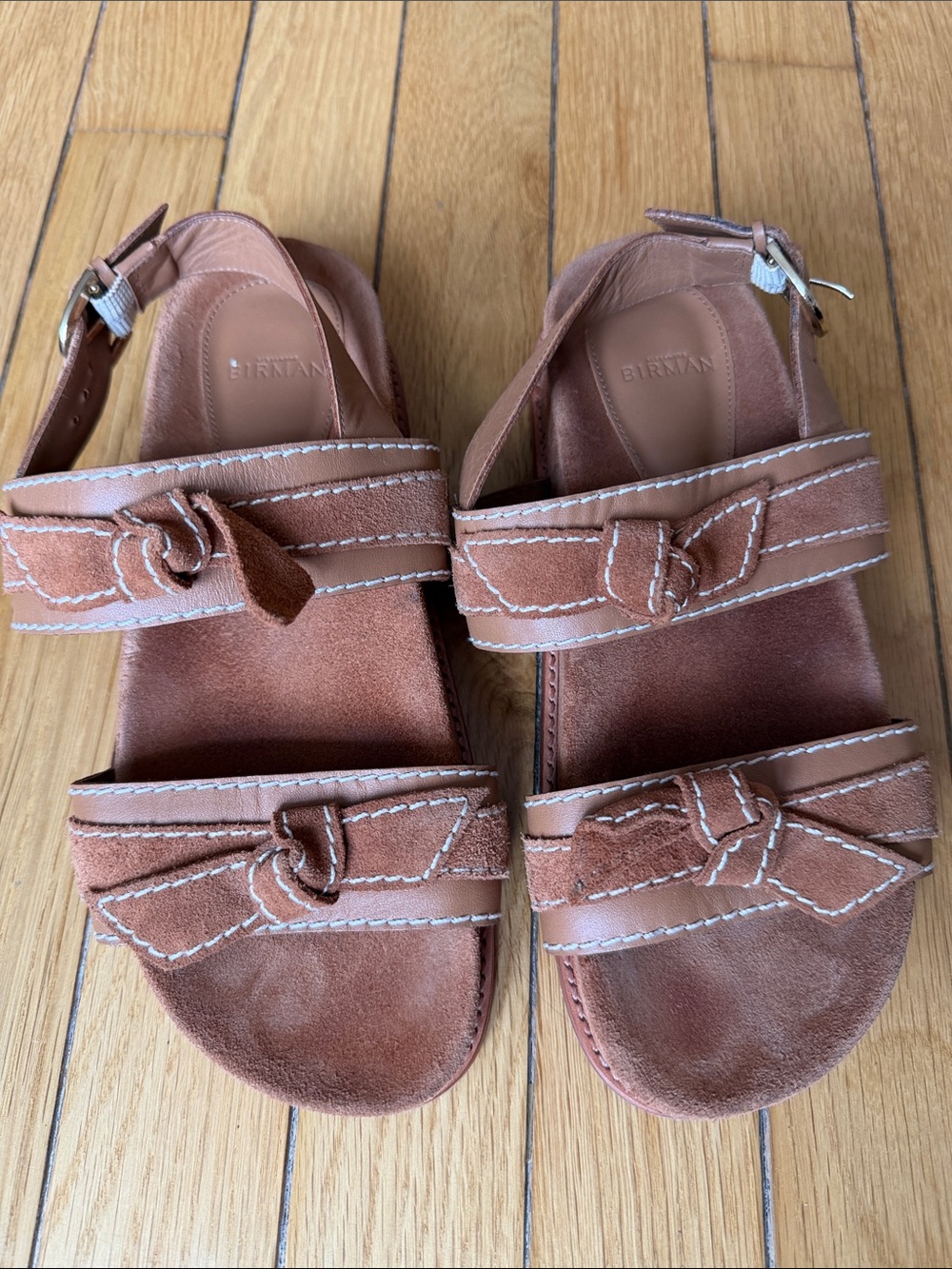 Alexander Birman Brown Suede Adjustable Strap Sandals - size 35